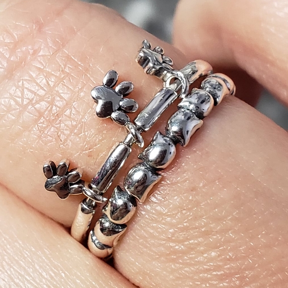 925 Sterling Silver Kitty Cat Lover Stackable Fun - Picture 8 of 8